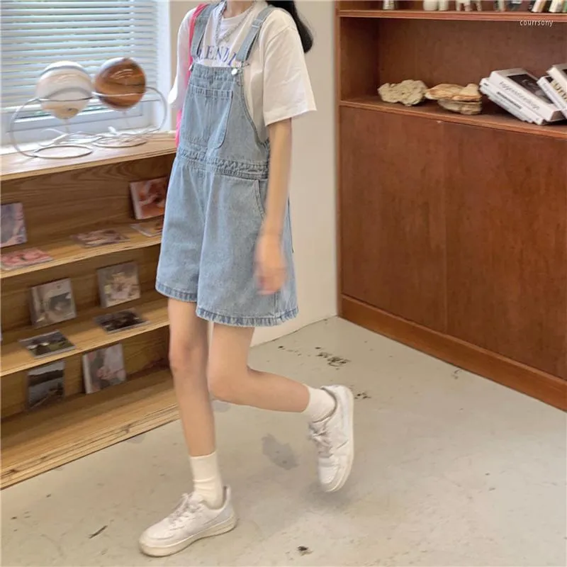 Women's Shorts Summer Denim Overalls Women High Waist Pocket Wide Leg Jumpsuit Korean Female Casual Fashion Loose Button Jean