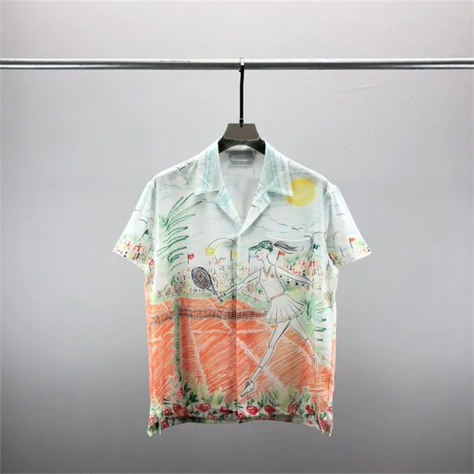 2# Luksusowe koszule designerskie męskie geometryczne nadruk do kręgli koszulka Hawaje kwiatowe Koszulki Mężczyźni Slim Fit Fit Short Sleeve M-XXXL# 01
