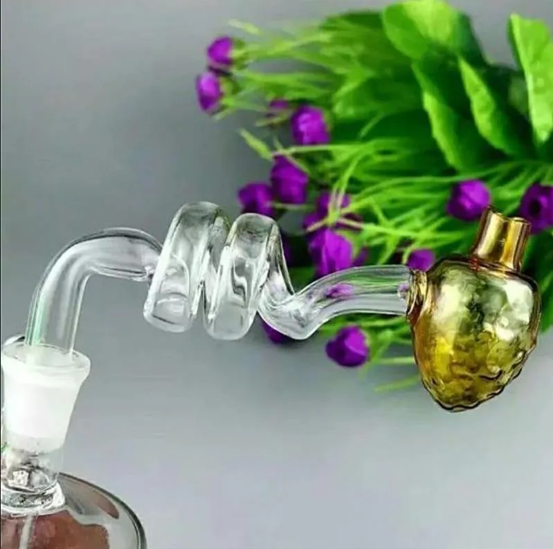 Fabricación de pipas de vidrio para fumar Bongs soplados a mano Maceta de vidrio de fresa en espiral