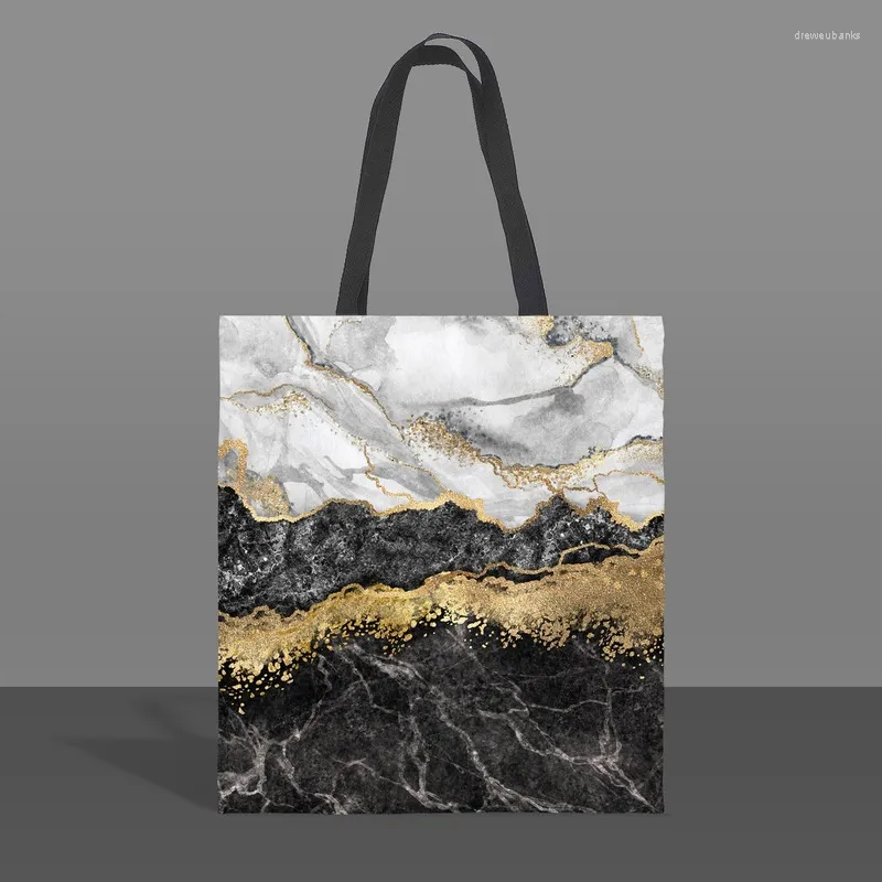 Borse da sera Marmo Texture naturale Tote Bag Canvas Stampa imitazione