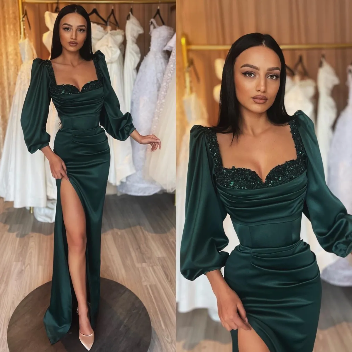 Stunning Dark Green Sequin Sweetheart Evening Gown Sheath Style With Slit Elegant Formal Long Dress For Special Occasions From Bestdressing 142.4 DHgate.Com