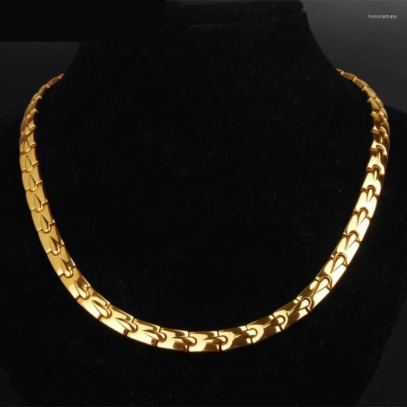 Chains Gold Color Stainless Steel Long Chain Necklace For Men Women Health Energy Benefits Magnetic Choker Necklaces Man Jewellery Male