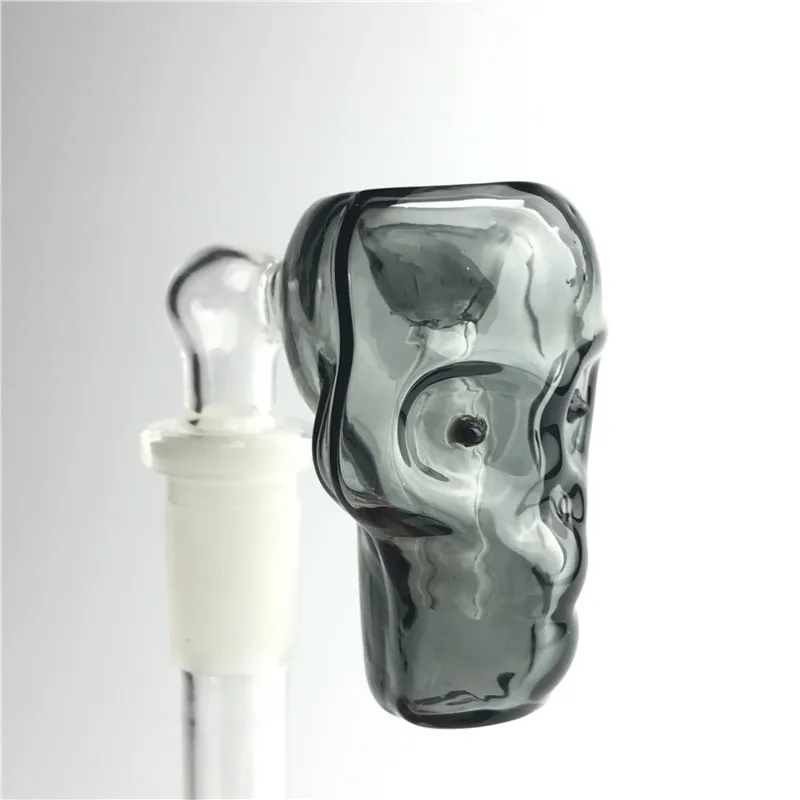 2,4 pouces mini verre tête de mort bols attrape-cendres avec 14 mm mâle 90 degrés coloré noir bleu vert grosse tête de crâne épais verre pyrex bong bol conduites d'eau