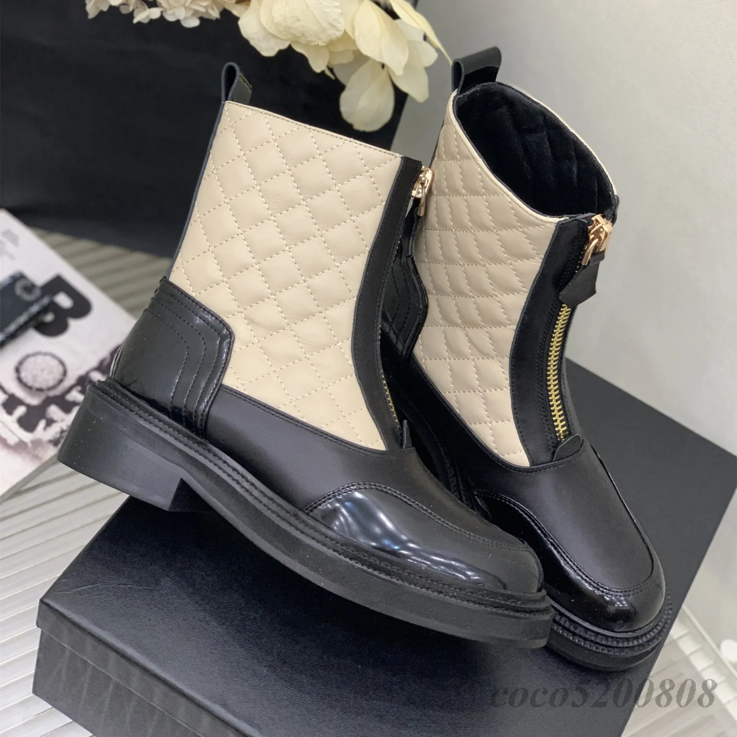 Women Ankle Boots Genuine Leather Short Boots Med Heels Ankle Boots Sewing Designer Shoes Flat Platform Autumn Combat Booties