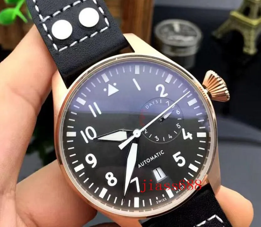 U1 Top AAA Luxury Designer Watch Men Portugieser Автоматические механические большие классические пилотные часы 46 -мм Le Prince Sapphire Black Leather Birstears Montre de Luxe