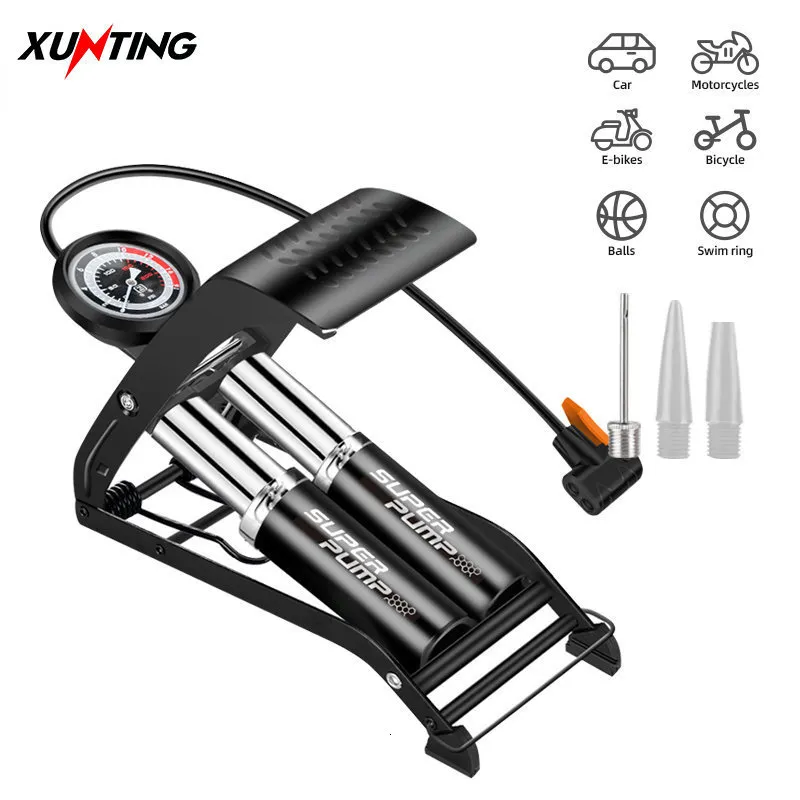 Bike Pumps Xunting Foot Pump High Pressure Portable Basketball Bicycle Electric Motorcycle Car Air Daily Inflator 230619