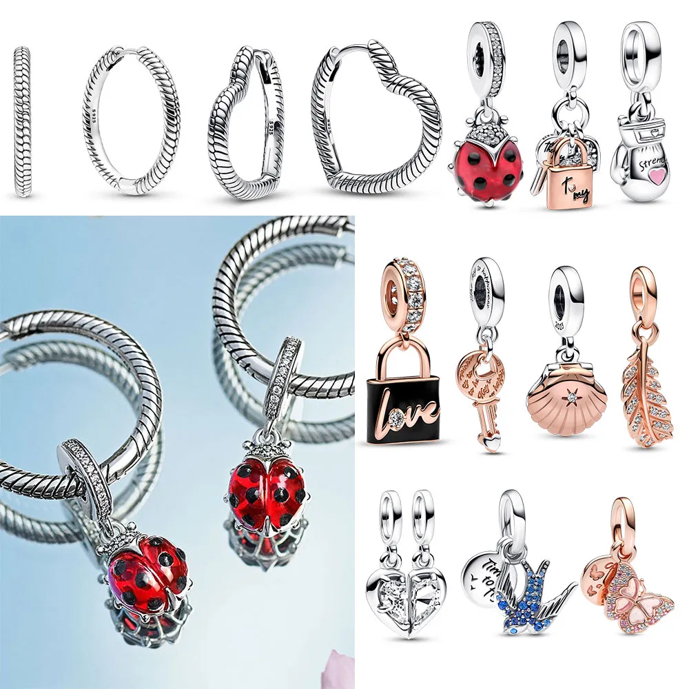 925 Sterling Silver Earrings Suitable for Spring Charm Pendant Pendant Pandora Jewelry Making Girl Gift Free Delivery