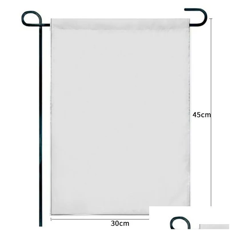 Drapeaux De Bannière Drapeau De Jardin Personnalisé 30X45Cm Double Couche Blanc Avec Tissu D'ombrage Diy Yard Decor Drop Delivery Home Festive Party Sup Dhky1