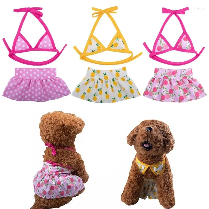 Hundkläder Pet Dogs Bikinis Set Floral Swimsuit For Small Puppy Cat Fashion Swimwear Bathing Suit Four Season Party Wear Dress