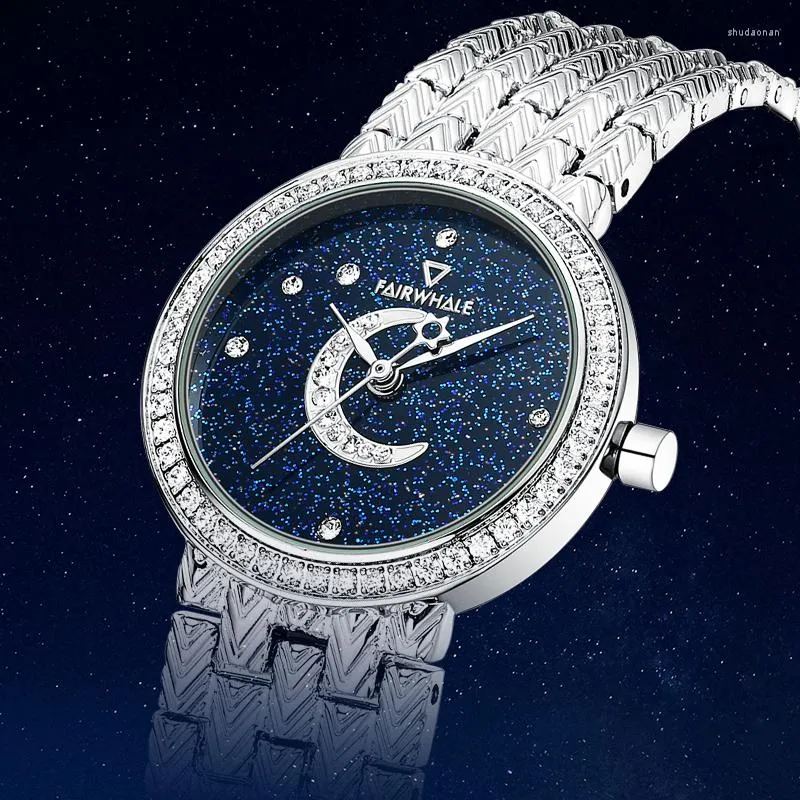 Zegarek Mark Fairwhale Starry Sky Chee luksus zegarek Lady Sparkling Diamond Splating Quartz zegarki stylowe eleganckie 3350