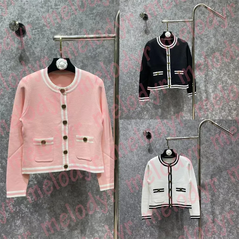 Luxury Knitted Coats Long Sleeve Sweater Cardigan Autumn Round Neck Women Knit Cardigan Top