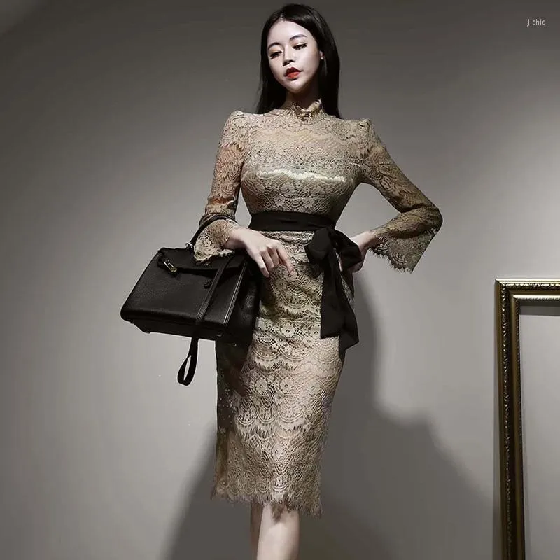chinese dress ladies Elegant V-Neck Tweed Dress