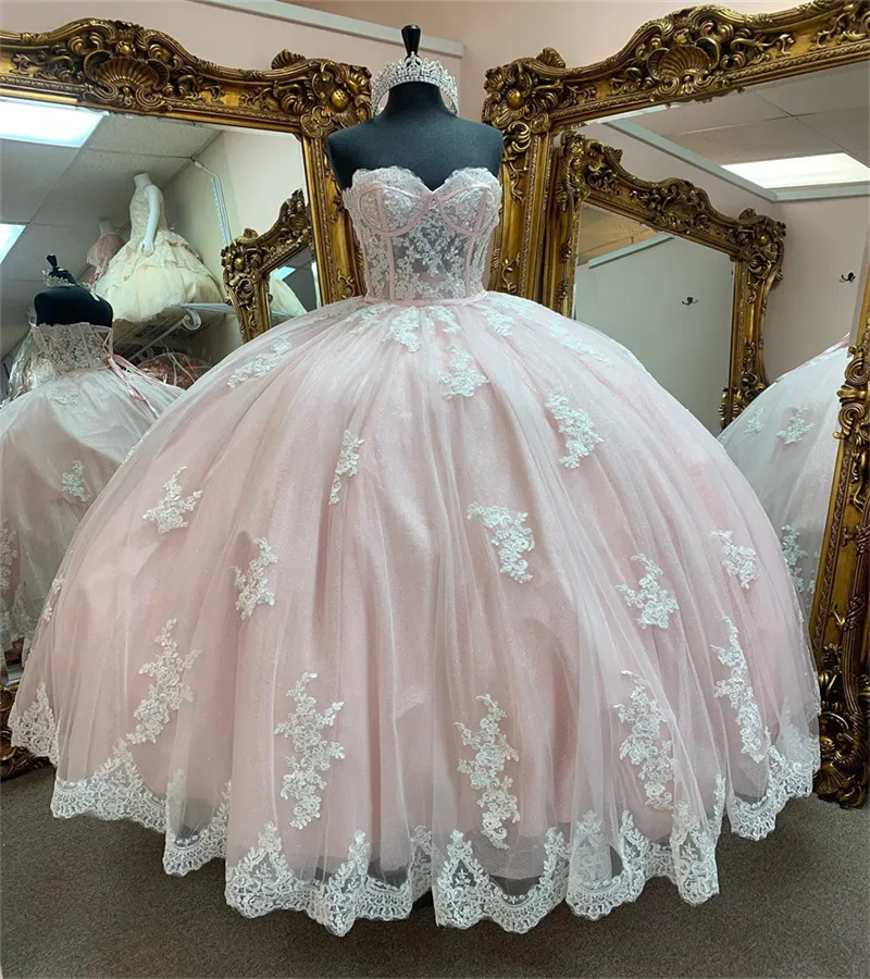 Princesse Rose Quinceanera Robes 2023 Appliques Dentelle Robe De Bal Robe De Fête D'anniversaire Chérie Corset Classy Vestidos De Prom 16 XV Debutante Vestidos 15 ans