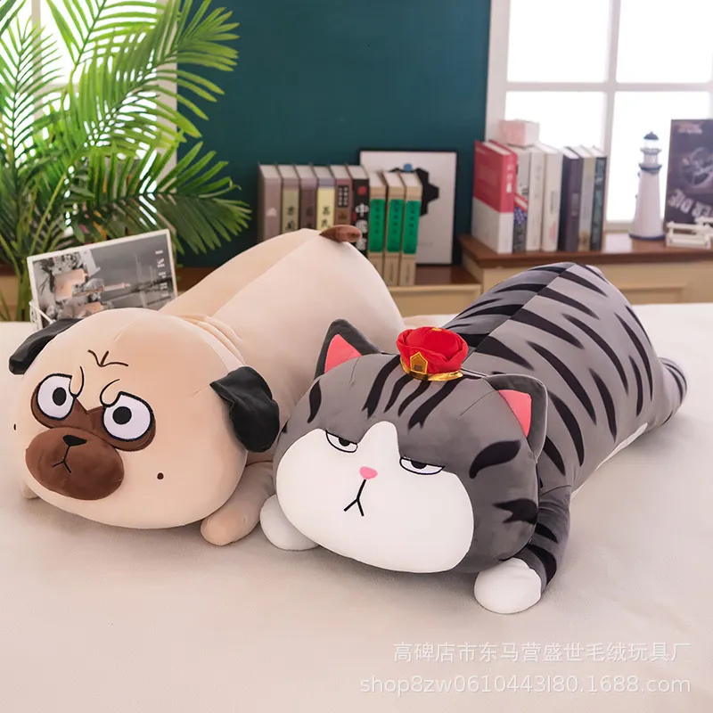 Gevulde Pluche Dieren 50-100cm Lange Levensduur Mijn Keizer Kat Markt Zwarte Hond Kussen Kawai Knuffel Cartoon Dier Gevulde Doll Pad Kinderen Gift 230619