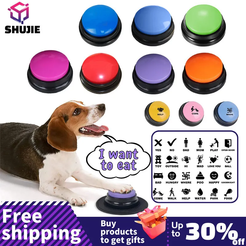 Dog Training Obedience Pet Sound Box Recordable Talking Button Cat Voice Recorder Talking Toy For Pet Communication Training Tool Squeeze Box Dog Toys 230617