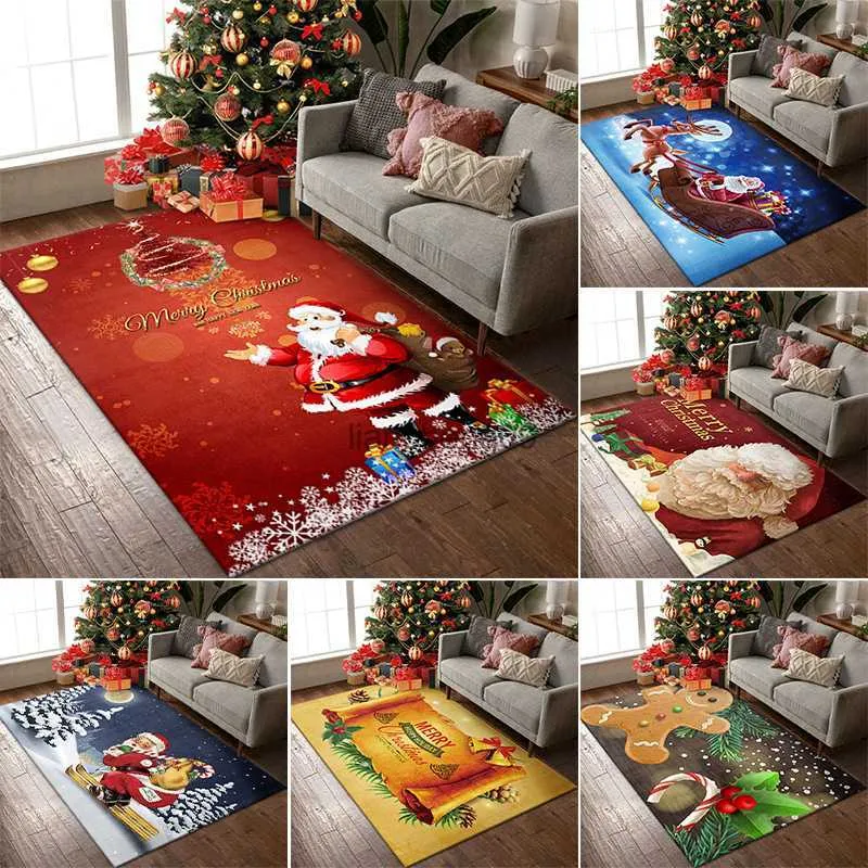 Home Decoration Modern 3D Christmas Decor Entrance Carpet Living Room Coffee Table Blanket Santa Claus Mat Bedroom Rugs Alfombra L230619