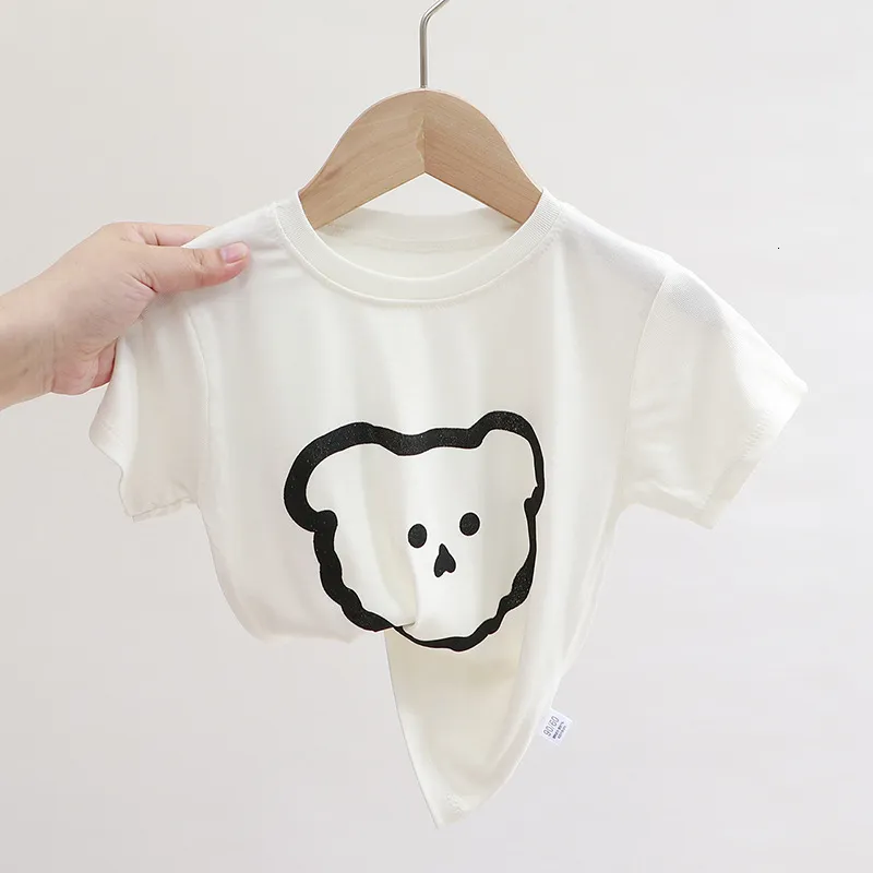 T skjortor spädbarnskläder sommar baby pojkar bomullstryck kort ärm barn flickor andas av casual mode flicka toppar 1 3y 230619