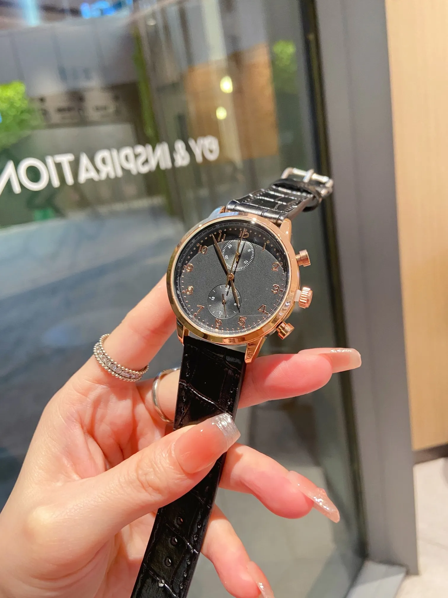 Elegant Business Casual Watch Neutral Design, Quartz Chronograph, 40mm,  Italian Leather Strap, Scratch-Resistant Mineral Glass Shop Now!