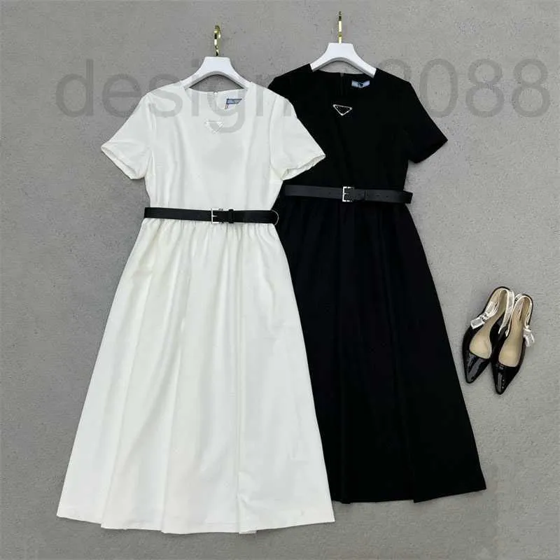 Basic & Casual Dresses designer Summer New Celebrity Style Fashion Triangle Decoration with Belt High Waist Dress for Women AMI4