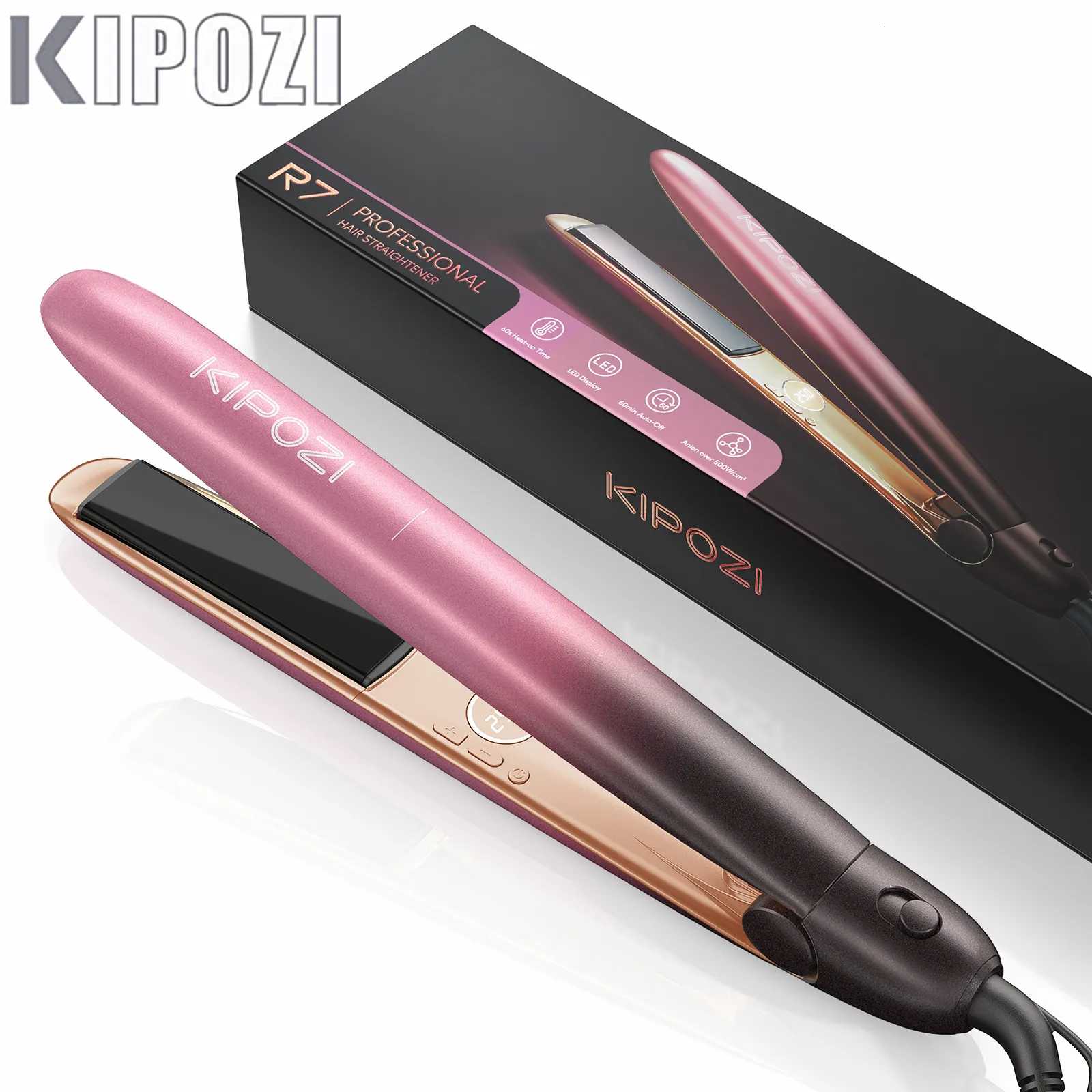 Prostownicze włosów Kipozi R7 Rose Gold Luksusowy luksus włosy Curling Iron Flat Iron na różne narzędzie do włosów w stylu fryzjerskim 230617