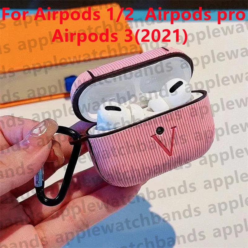 För AirPods Pro 1 2 3 Case Designer AirPods Cases Earphone Protector Luxury Earphone Package Vertikal prägling Apple Airpod 2: a 3: e generationens fall Cover Keychain