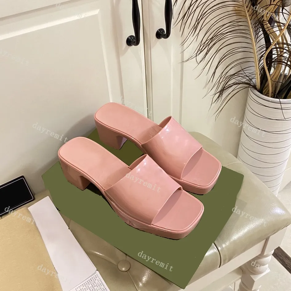 Candy Brand Slippers AAAAA Dupe Jelly Thick Bottom Women Slides Platform Alphabet Lady Patent Fashion Shoes 35-40 5