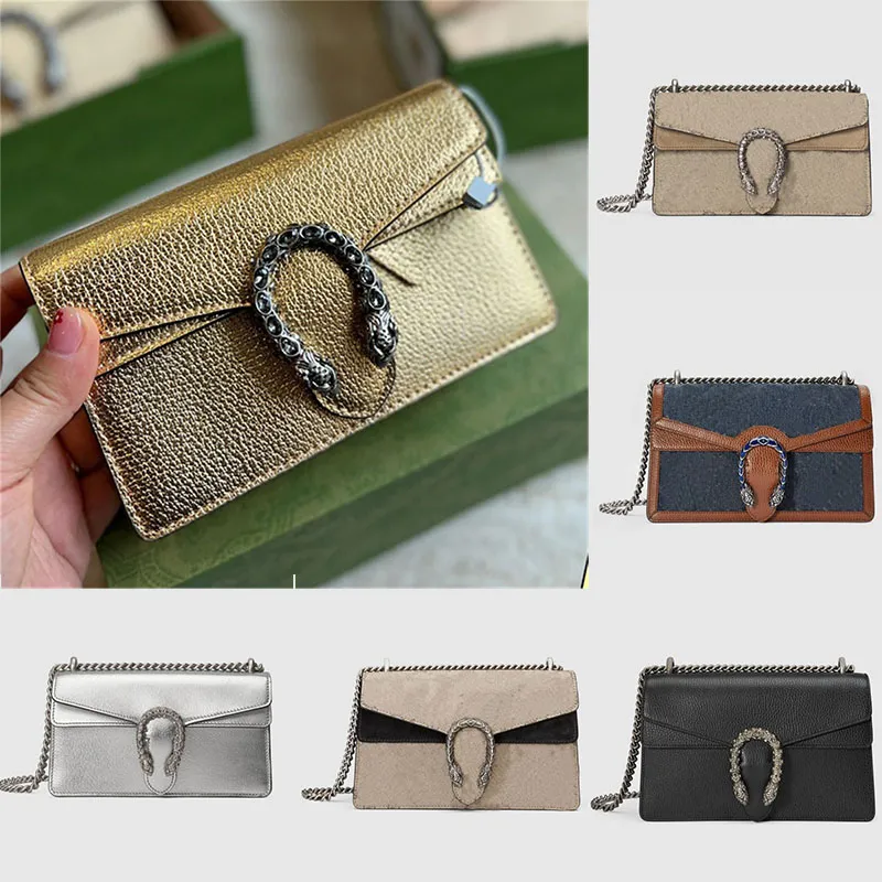 23 Designer-Tasche, Mini-Umhängetasche mit Kette, klassisch, kariert, Blumen-Umhängetasche, silberner Lederkopf, Druckknopfverschluss, Luxus-Damen-Vintage-schwarze Geldbörse