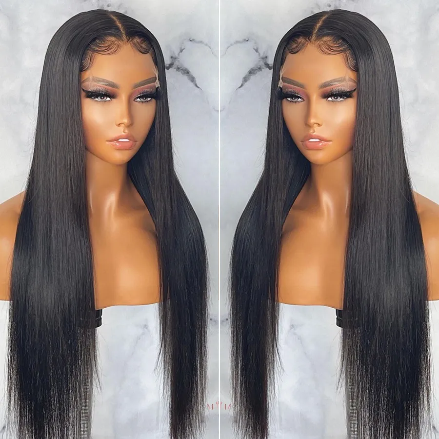 Bone Straight 13x6 HD Lace Frontal Wigs For Women Brazilian Natural 38 Inch 13x4 Lace Transparent Front Wig Guleless Human Hair