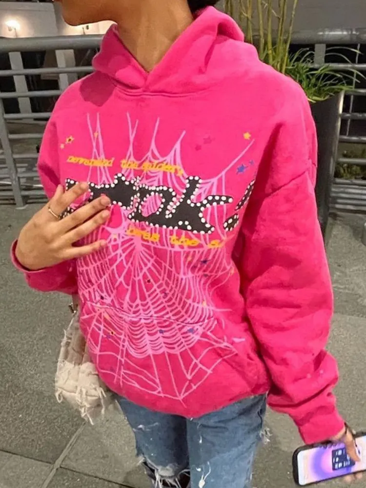 Dames Hoodies Sweatshirts Spider Web Print Hoodies Mannen Vrouwen American Casual Oversized Lange Mouwen Hooded Sweatshirt Street Hip Hop Gothic Tops Pullover 230619