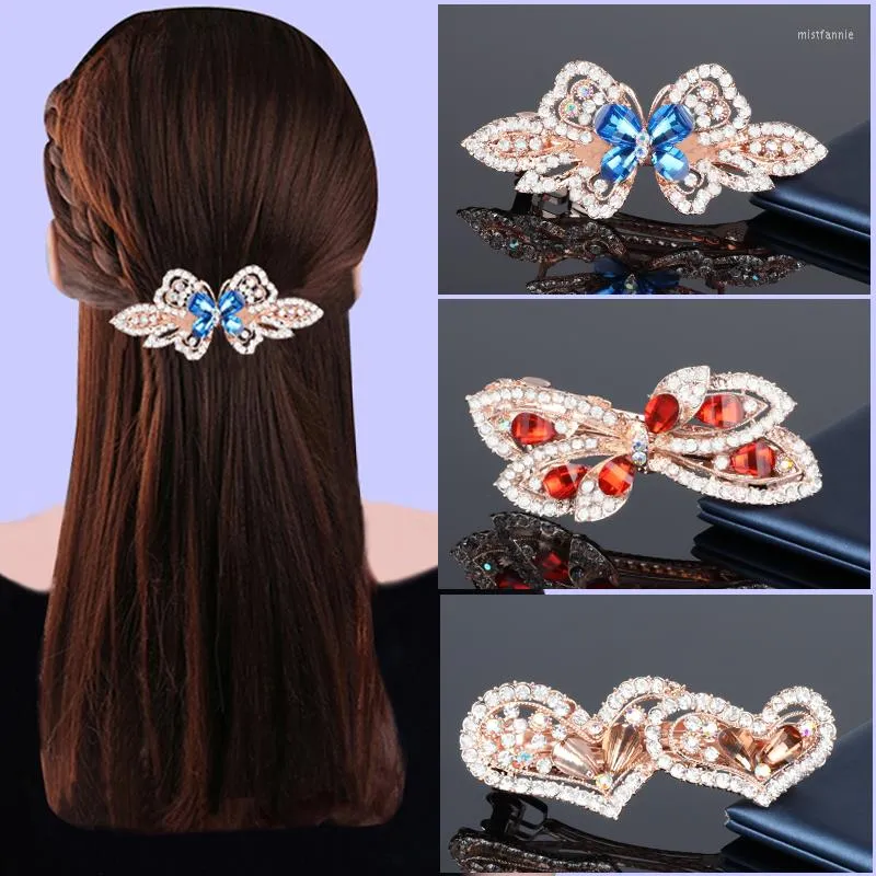 Pinzas para el cabello de lujo para mujer, pasadores de flores con corazón de cristal, horquillas coreanas Vintage, pasadores, accesorios de joyería de boda para niña