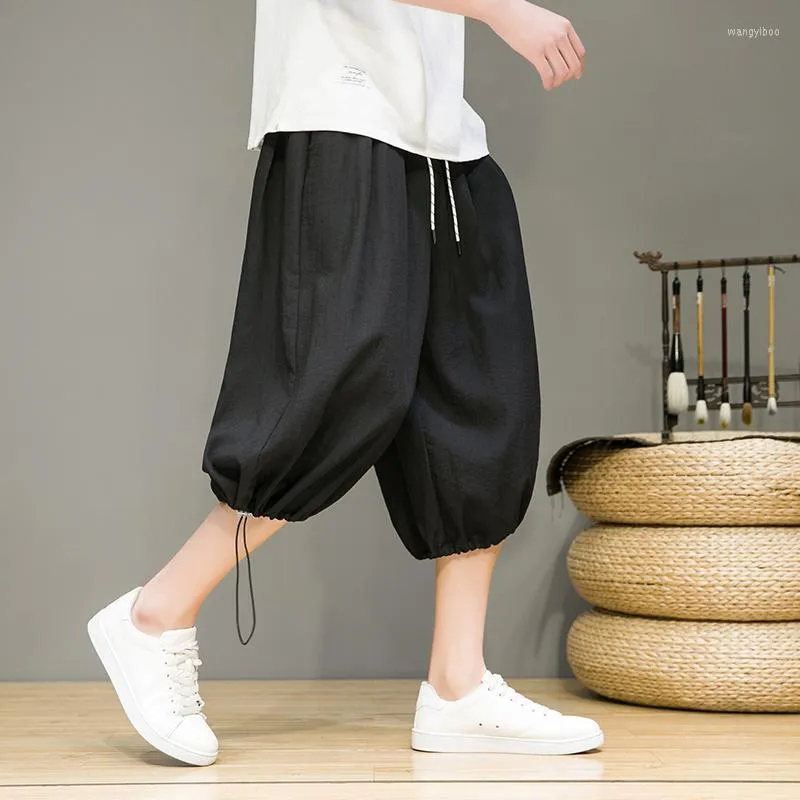 Herenbroek Chinese stijl heren dunne bundel voet harem trend wijde pijpen baggy effen kleur groot formaat casual mannelijk streetwear