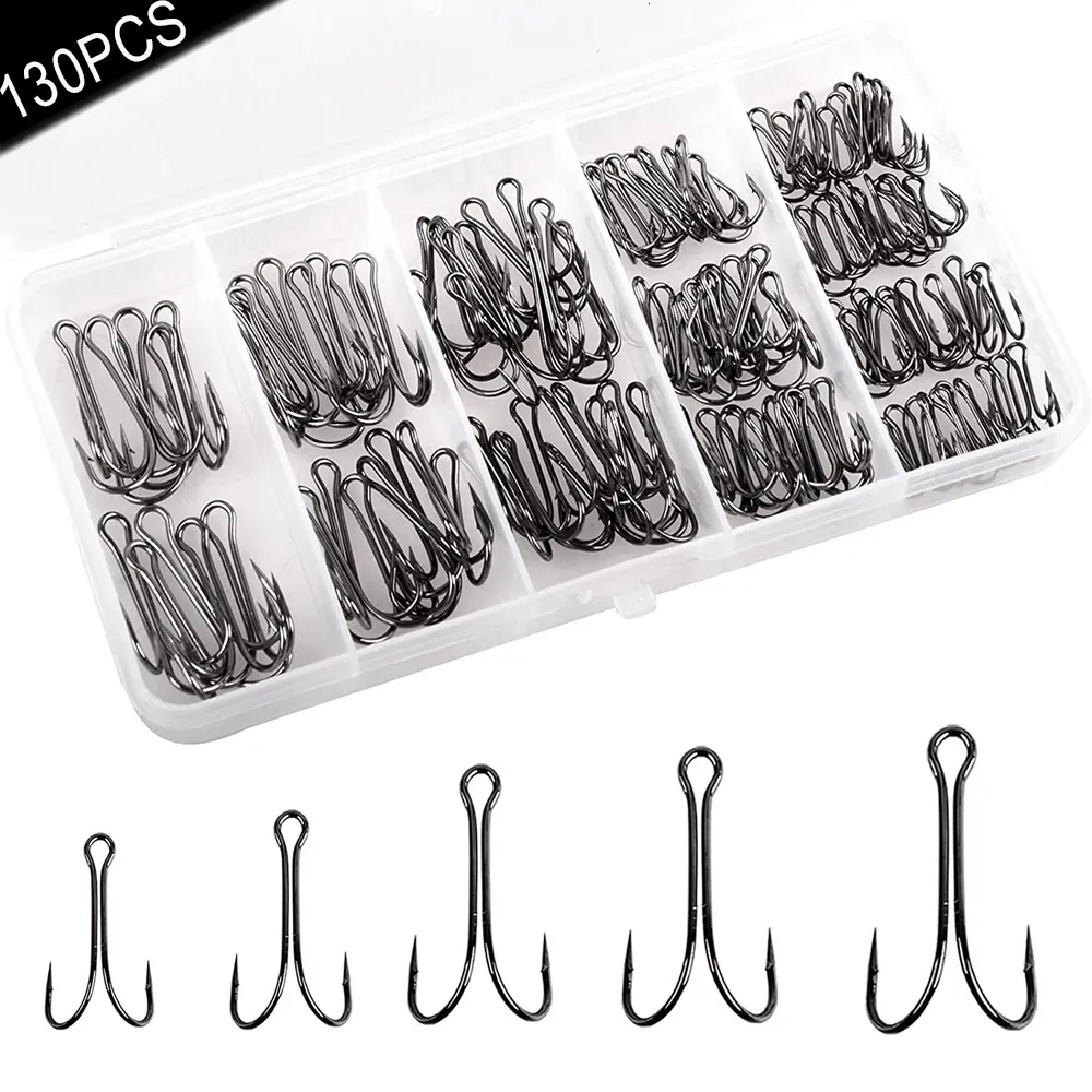 Ami da pesca 130pcsbox Gambo lungo Doppio amo da pesca Ganci per esche artificiali per esche Fly Tying Duple Hook per ami da pesca Jig Bass 230619