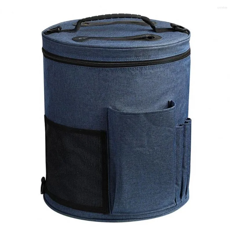 Storage Bags Knit Bag Large Capacity Multi Pocket Pillar Zipper Opening With Handle Load Bearing Needle Hook Basket