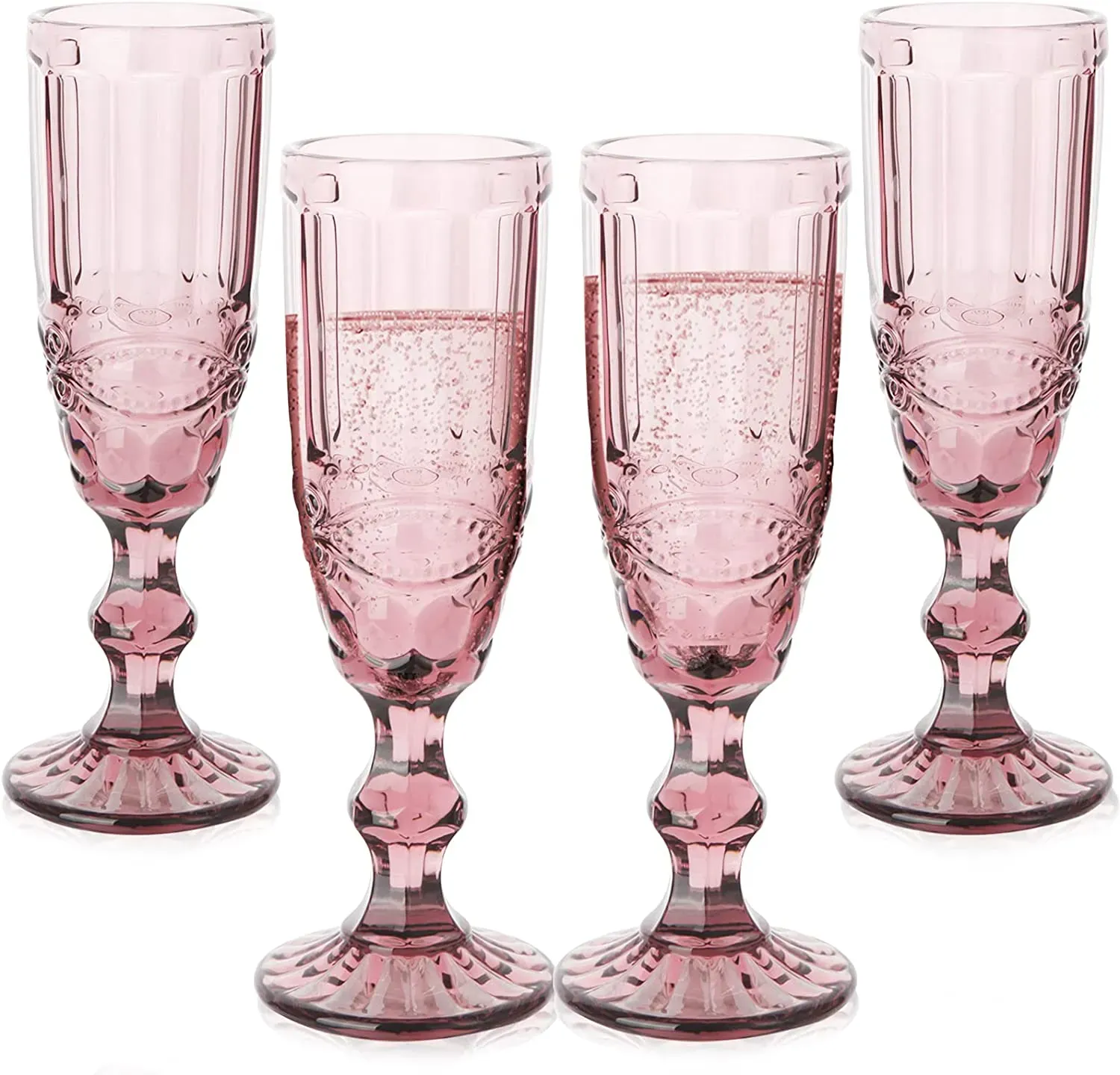 Machine Pressed Vintage Colored Goblet White Wine Champagne Flute Water Glass Green Blue Pink Glass Goblets Glass Cup 0619