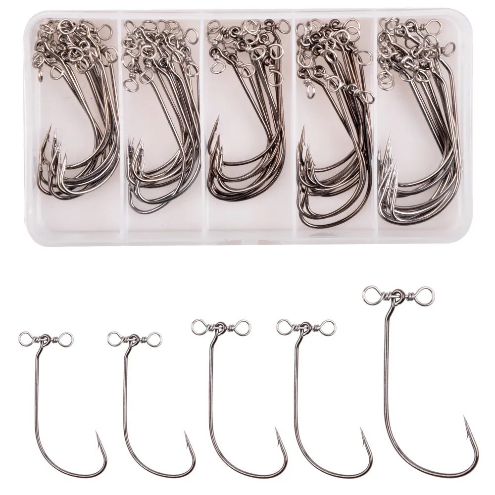 Hameçons de pêche 50pcs hameçons Drop s avec émerillon en ligne Worm appât Drop S plate-forme de pêche 20 30 40 Hameçon pour Crappie Bass Fishing Kit 230619