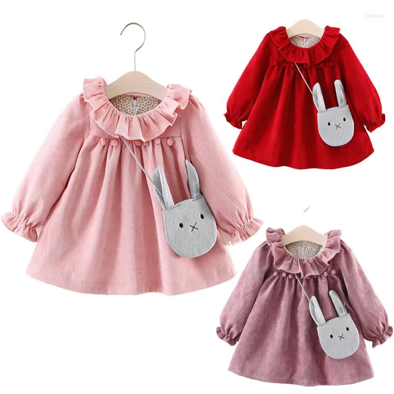 Flickaklänningar Baby Girls Princess Dress 2023 Autumn Children A-line långärmad för barn söta kläder 6-24m