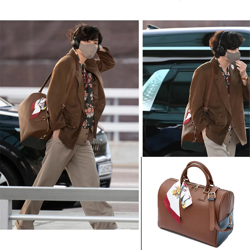 Novità Articoli KPOP Kim Taehyung V Design Zaino di grande capacità Borsa in pelle morbida Mute Boston Borsa a tracolla Coppia regalo di compleanno 230619