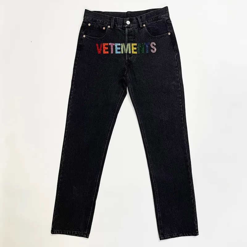 Jeans da uomo VETEMENTS Diamanti colorati Sciolti Casual Uomo Donna 1 Vetements Pantaloni dritti 230619