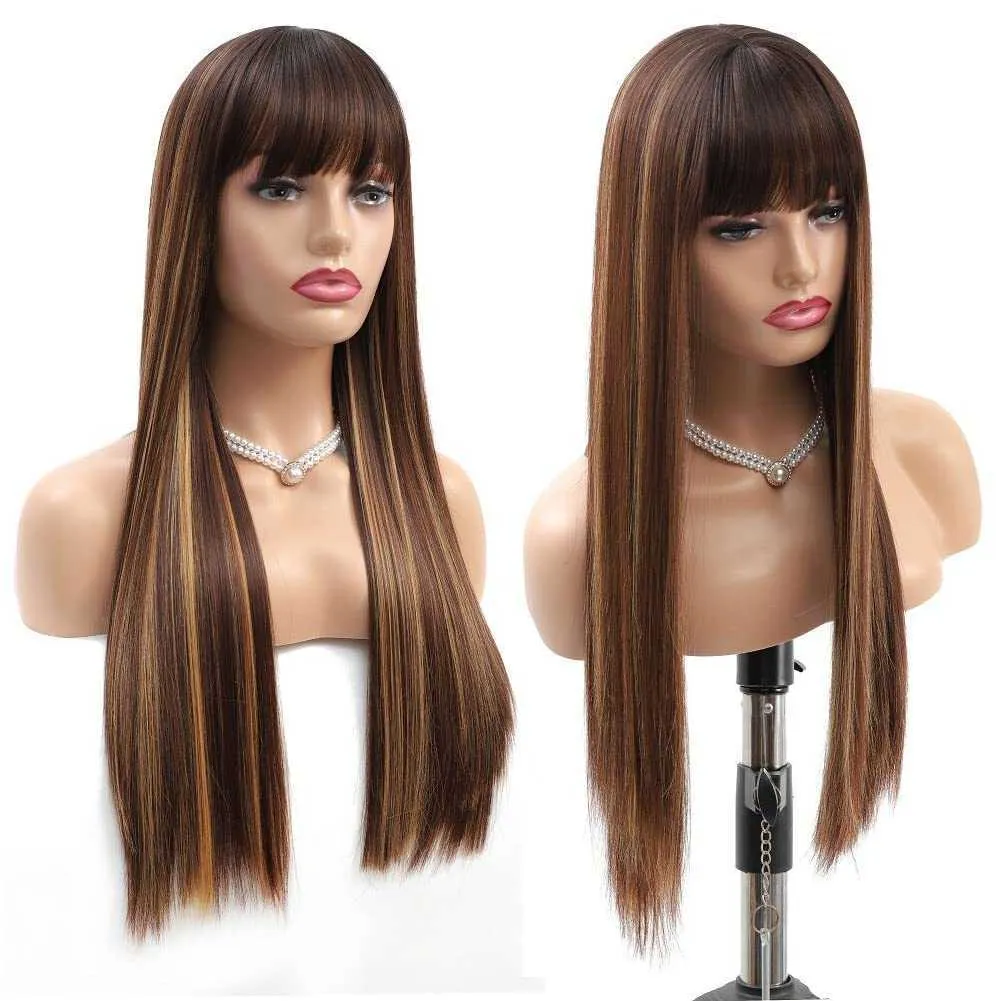 Nxy Hair Wigs Natural Fashion Synthetic Wig 24 30 -дюймового выделения блондинки для женщин длинные прямо с челкой 230619