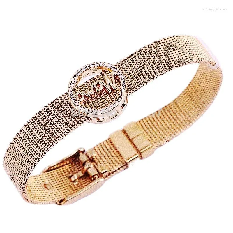 Bracelets porte-bonheur 5 pièces mode blanc zircone pavé rond connecteur bijoux 10mm Web montre ceinture Bracelets Bracelets pour femme