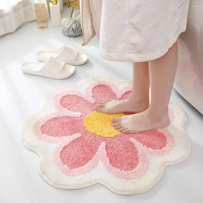 Dywany Kształt kwiatowy bez poślizgu mata podłogowa łazienka imitacja kaszmirowa chłonna miękka dywan szybki dywan dywan pokoju dziecięcego