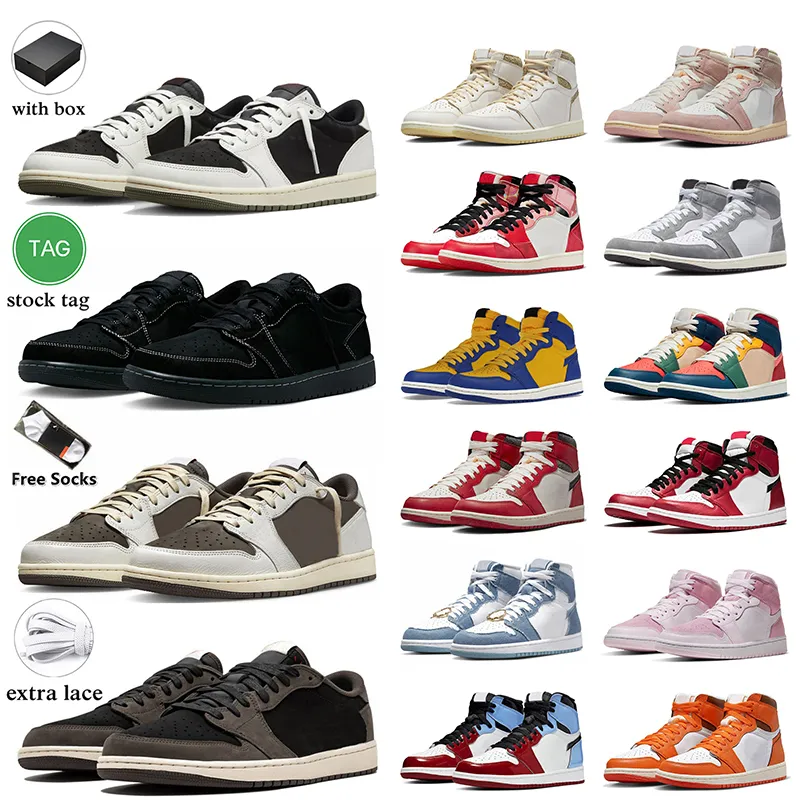 Jordan1s Chaussures de basket-ball Jumpman 1 Low Reverse Moka Olive Travis Black Phantom 1s High OG Craft Sail Washed Heritage Lost and Found Spiders-Verse Baskets Baskets