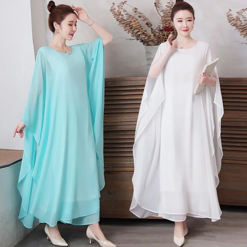 Vêtements ethniques blanc Zen costume automne Performance Style chinois élégant robe en mousseline de soie traditionnel pour les femmes 31457