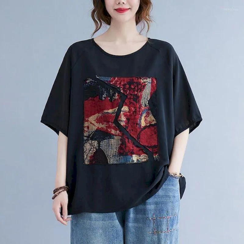 女性のTシャツ大型女性ファッションプリントルーズルーズTシャツカジュアルな半袖美学トップ夏トレンディシンTシャツY2K服