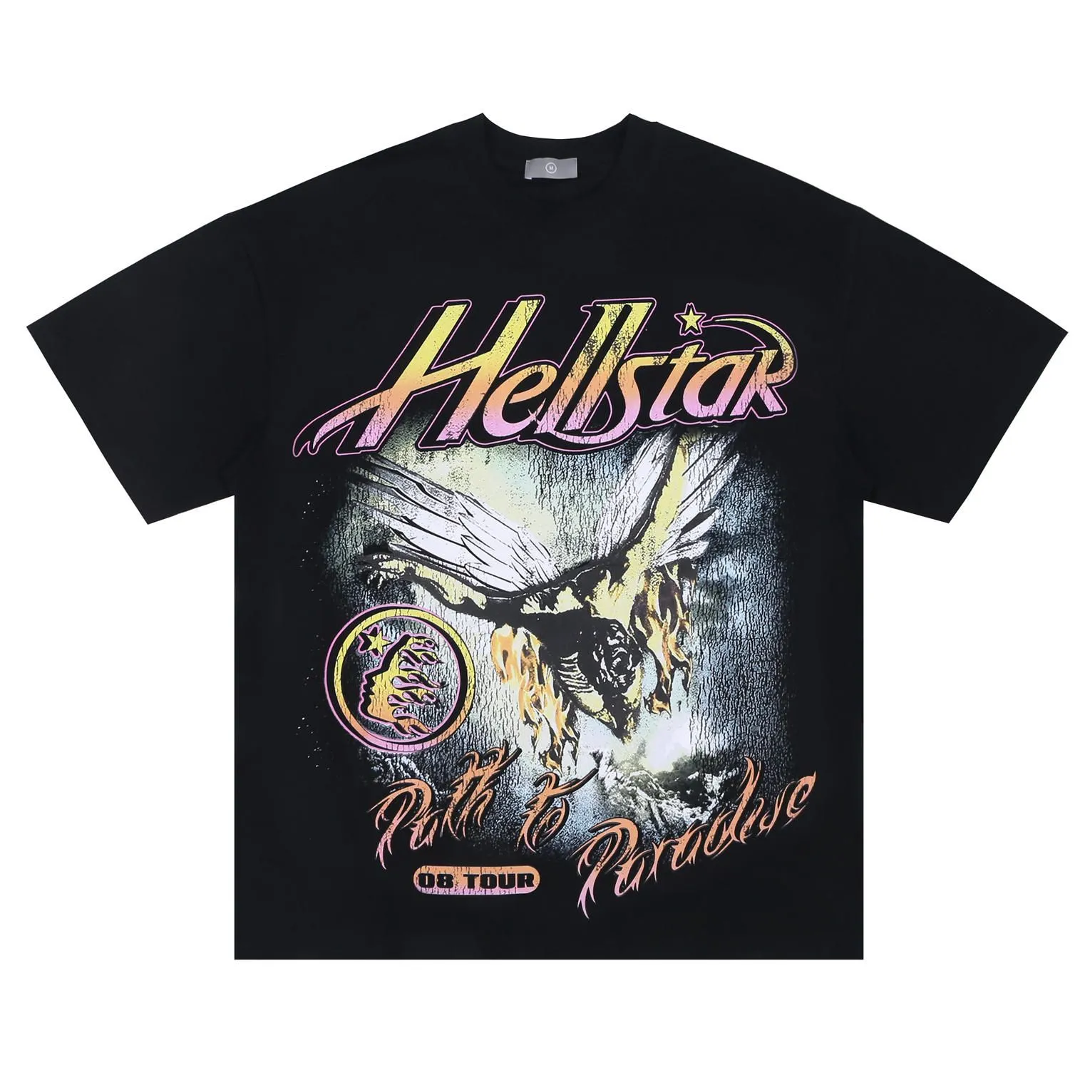 Рубашка Hellstar Дизайнерские короткие рубашки Мужские плюс футболки Rapper Wash Серые Heavy Craft Футболки с рукавами унисекс Топы High Street Ретро Женская футболка Us S-xl Hell Star 8o97