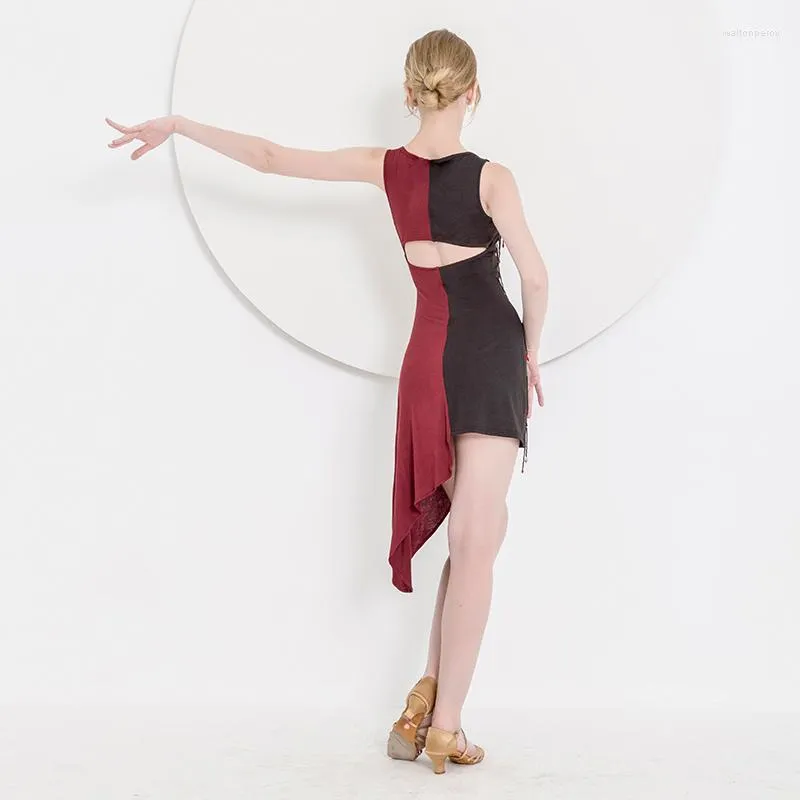 New Latin Dance Tassel Asymmetrical Training Dress Adult Female