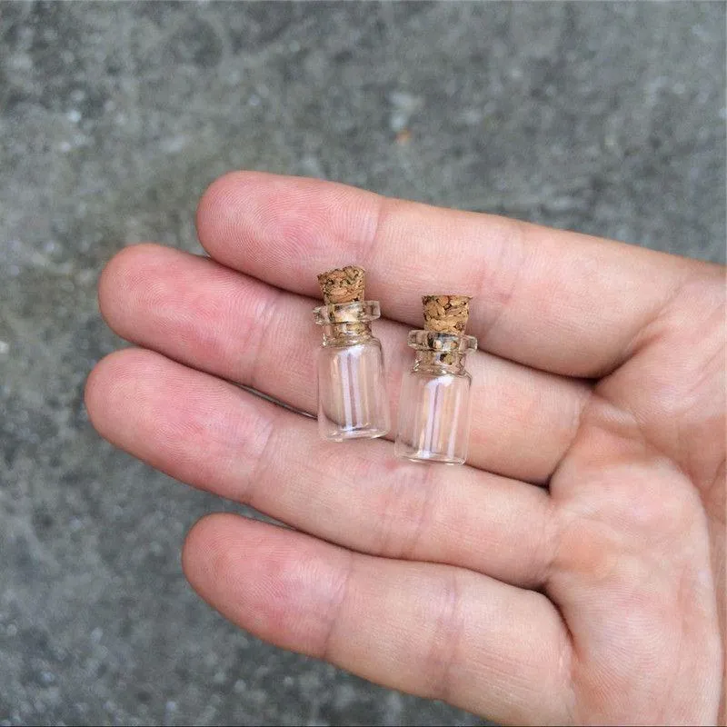 Mini botellas de vidrio con corcho 10 * 18 * 5 mm 05 ml Botella de deseos pequeña vacía Frascos de vidrio Frascos 300pcslot Tjept