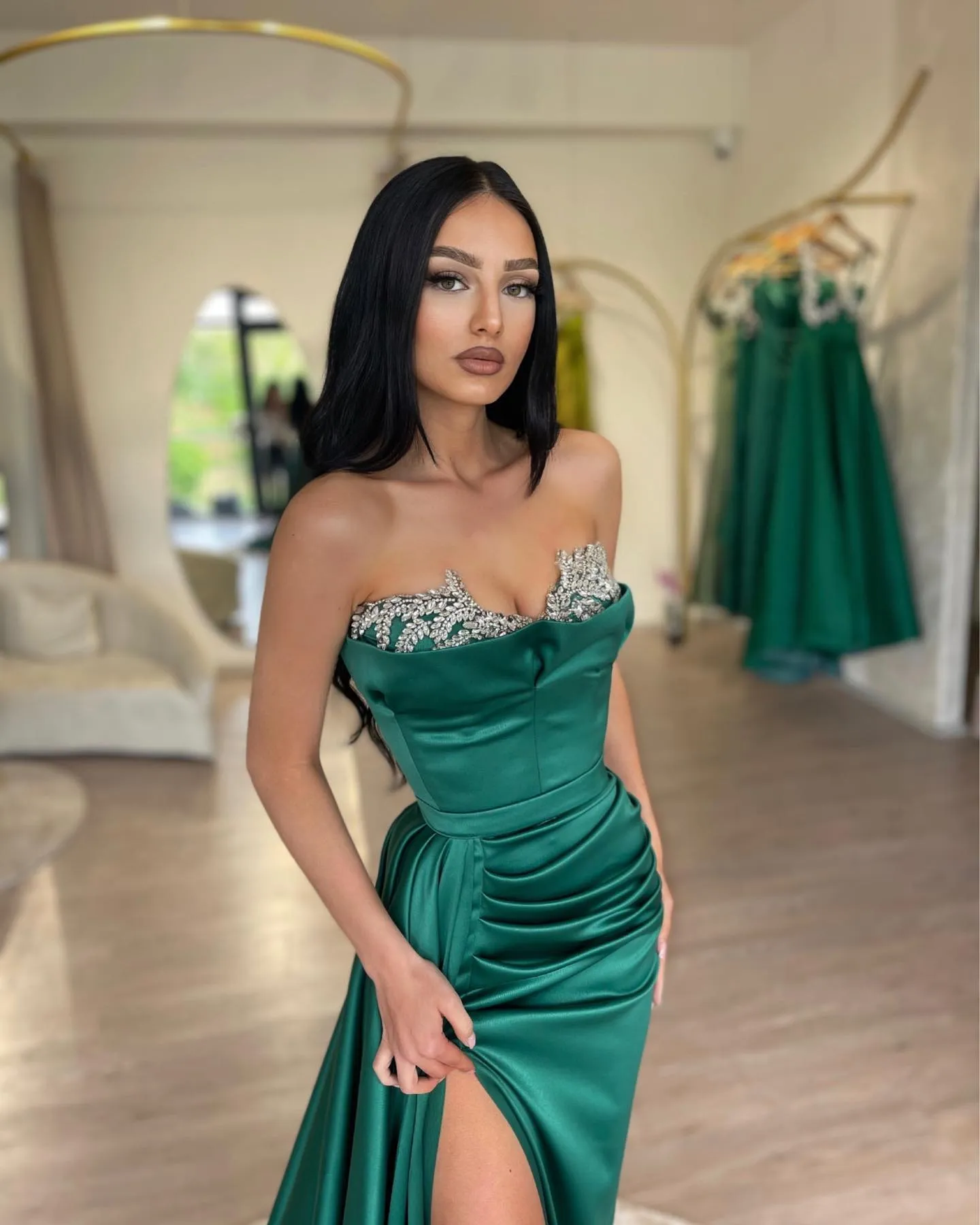Vestidos color esmeralda noche hot sale