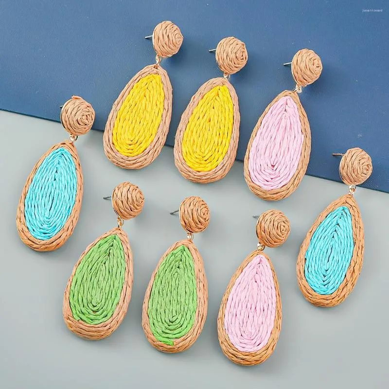 Boucles d'oreilles pendantes Pauli Manfi Tendance Rotin Tricot Géométrique Vacances Fête Simple Déclaration Boucles D'oreilles2023 Femme