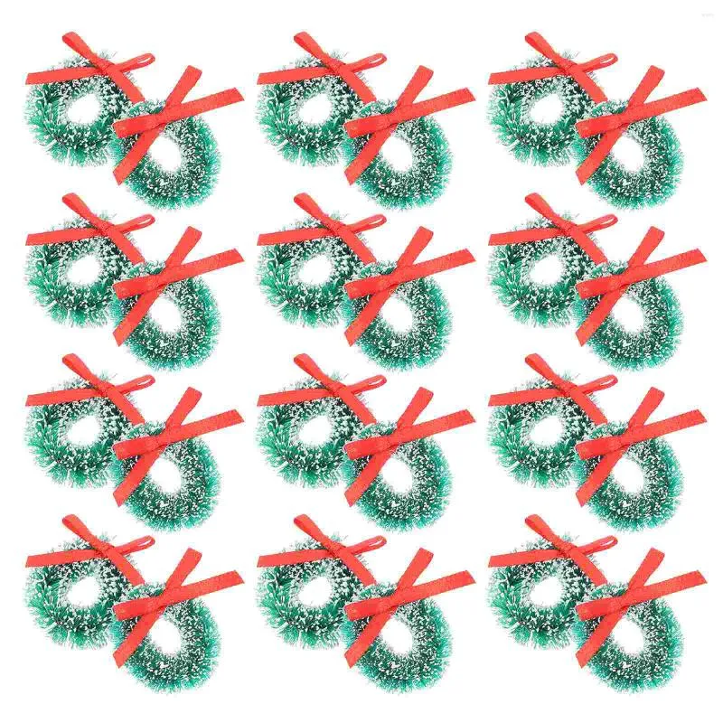 Decorative Flowers 24 Pcs Christmas Wreath Hanging Mini Decoration Candles Gifts Accessories Garland Sisal Silk Party Decorations Indoor